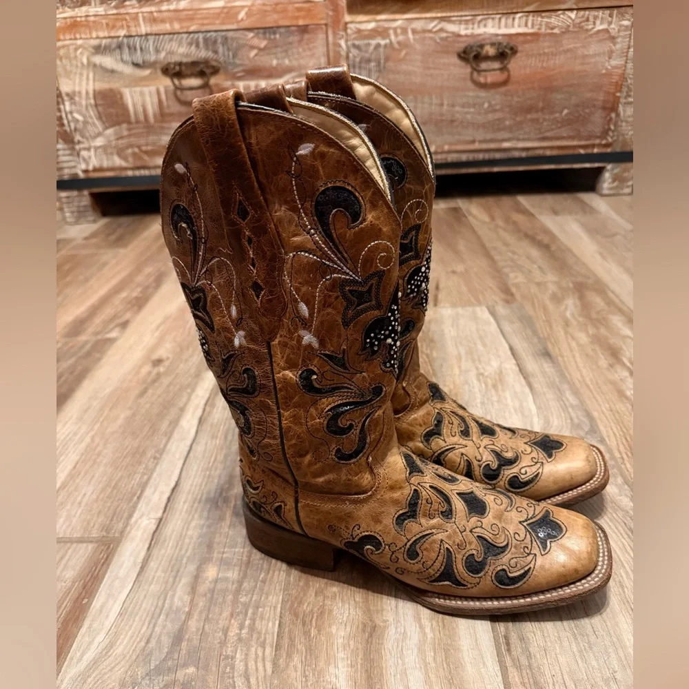 Corral Sequin Leather Western Cowgirl Boots - Picture 5 of 8